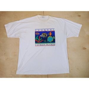 Vintage 1994 Cayman Island Snorkel Art Shirt XXL